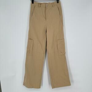 Elodi High Rise Straight Leg Kahkai Cargo Womens Cotton Trendy Pants Small